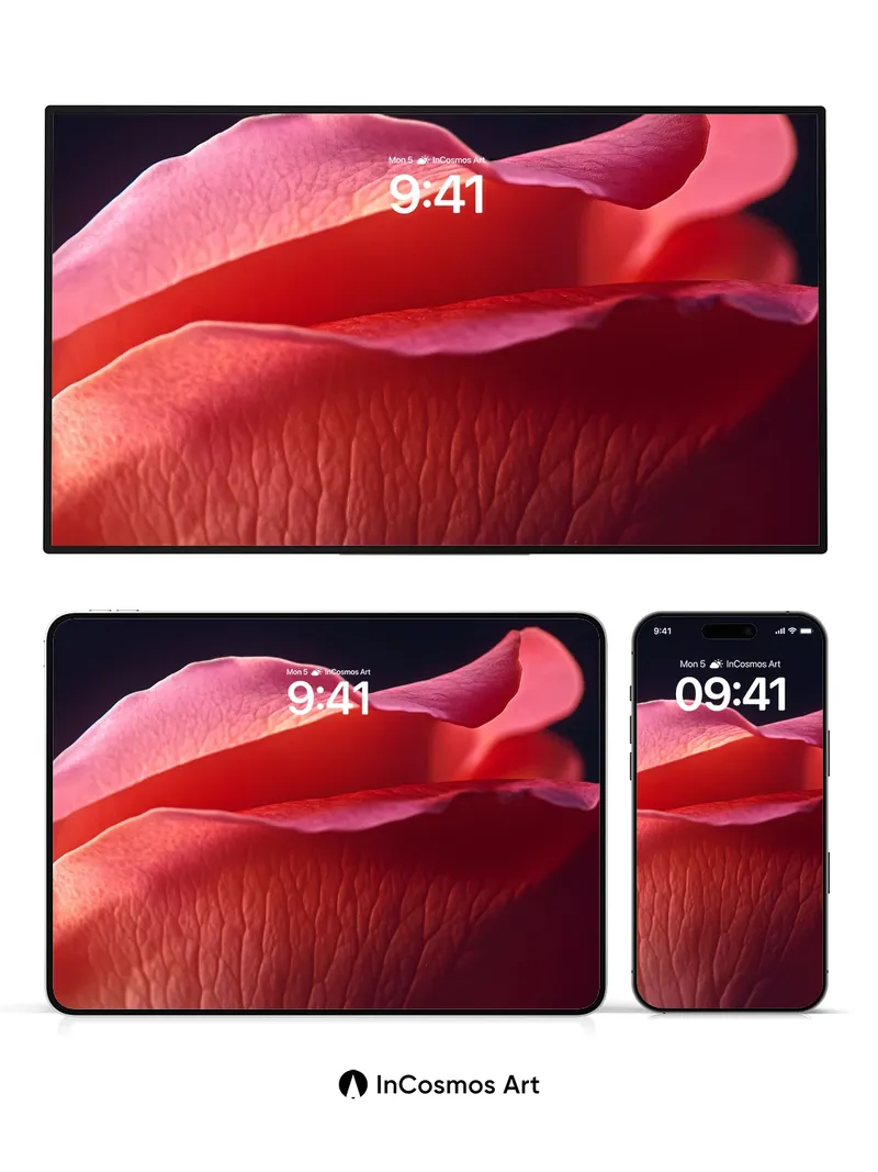 Velvet Petal Wallpaper with Crimson Light