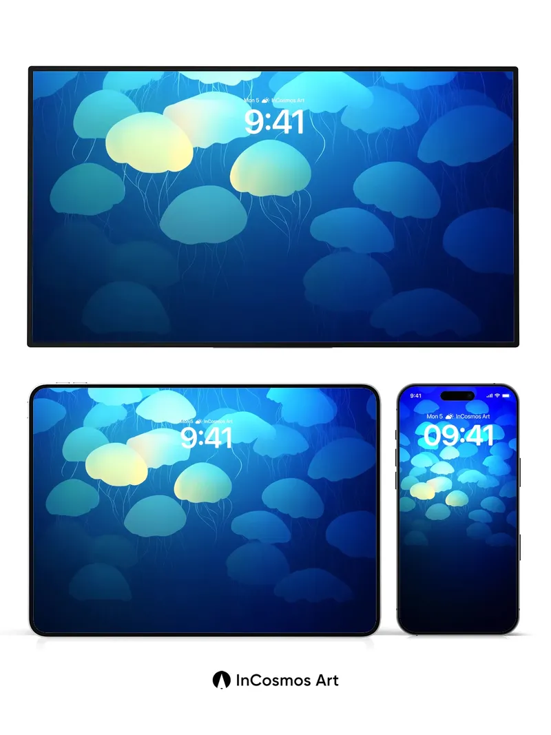 Luminous Drift Wallpaper with Bioluminescent Hush