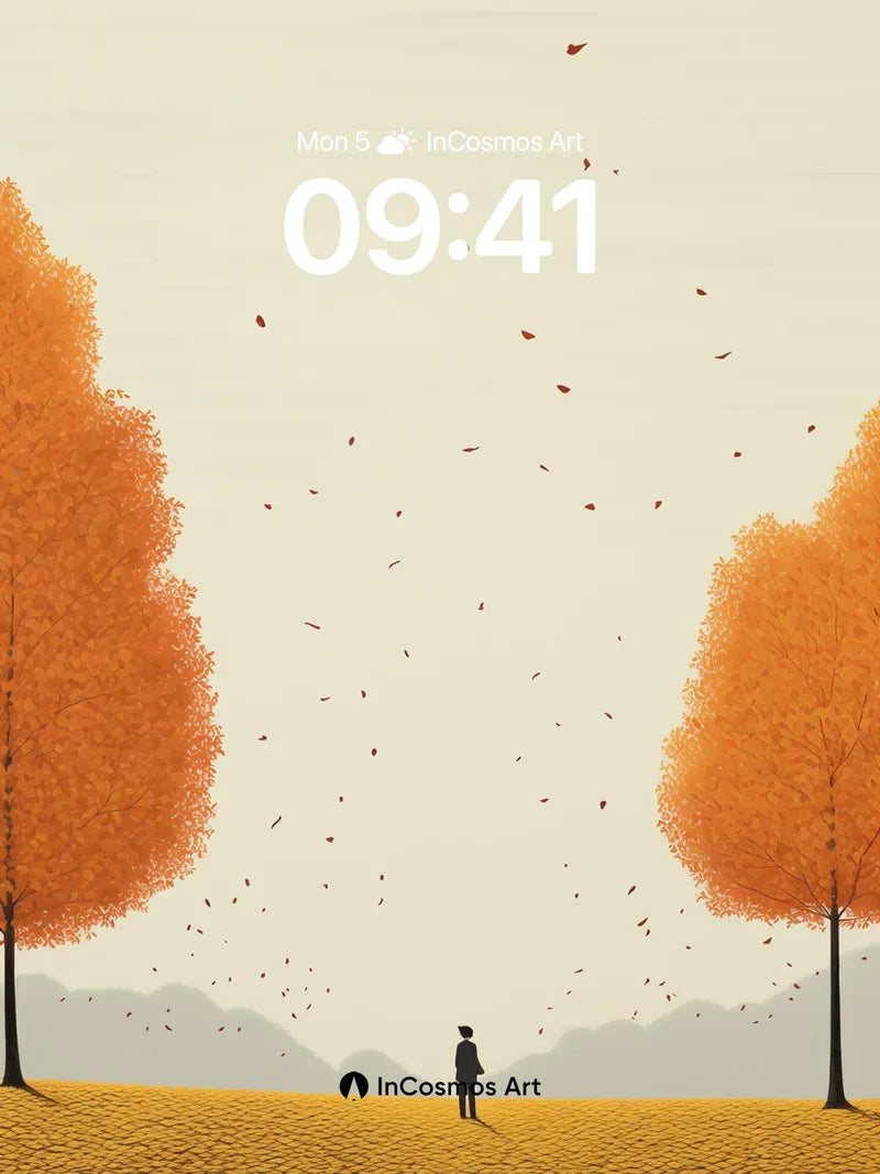 Autumn Hush Wallpaper with Falling Leaves