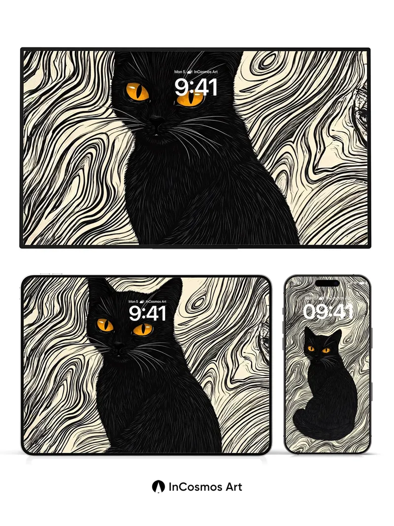 Whispering Woodgrain Wallpaper with Watchful Eyes