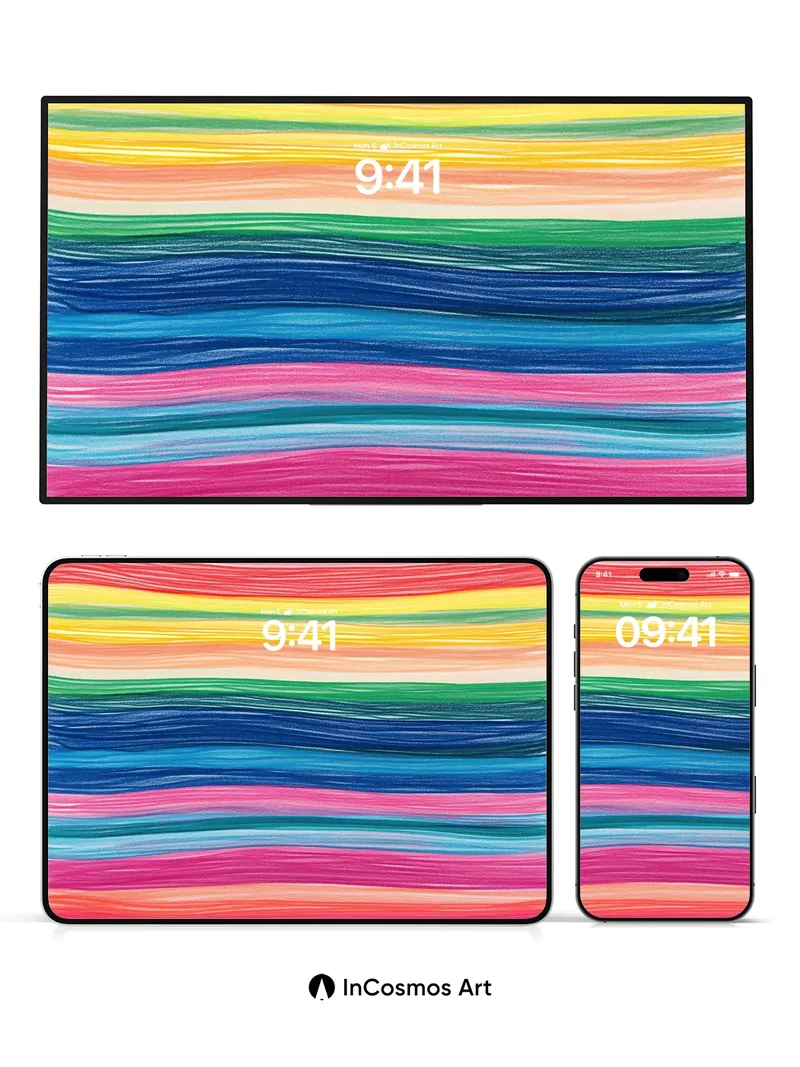 Liquid Rainbow Wallpaper with Wavy Hues
