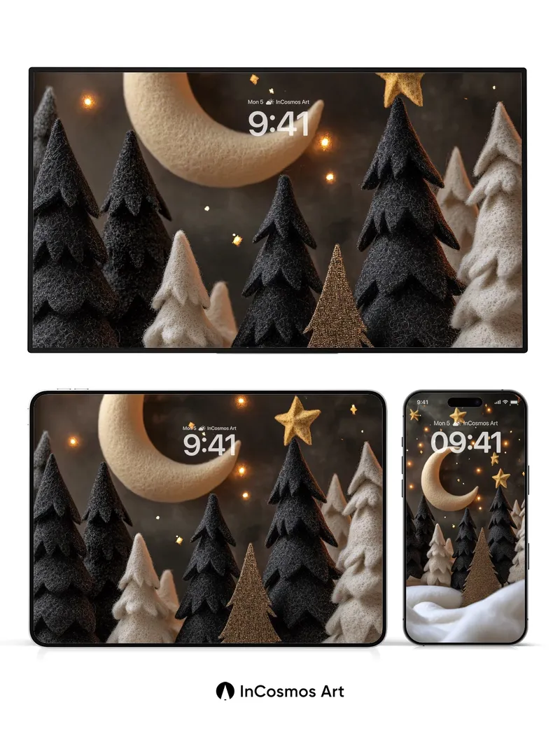 Velvet Night Wallpaper with Starlit Forest