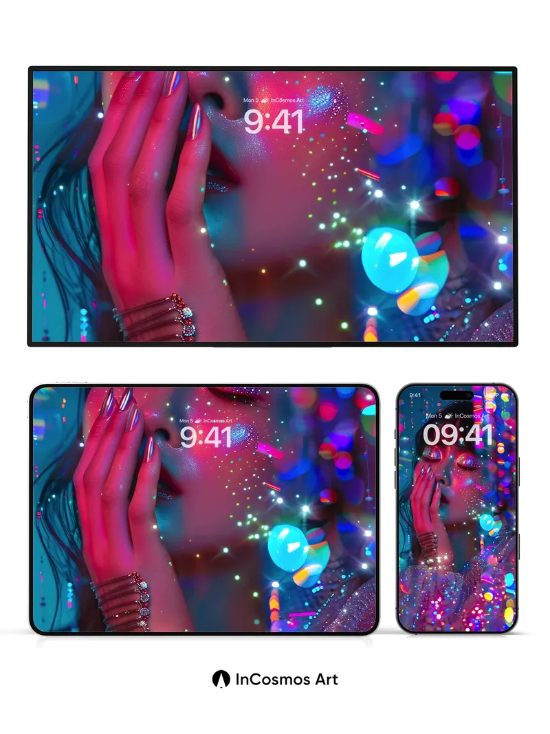 Neon Mirage Wallpaper with Shimmering Particles