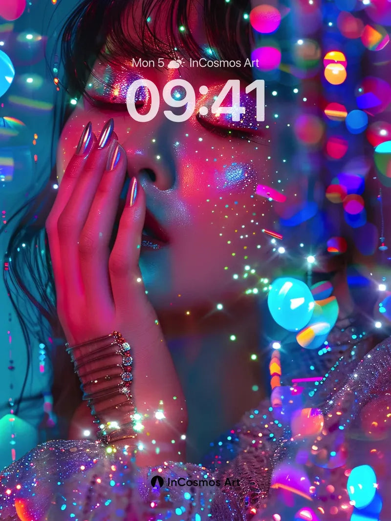 Neon Mirage Wallpaper with Shimmering Particles