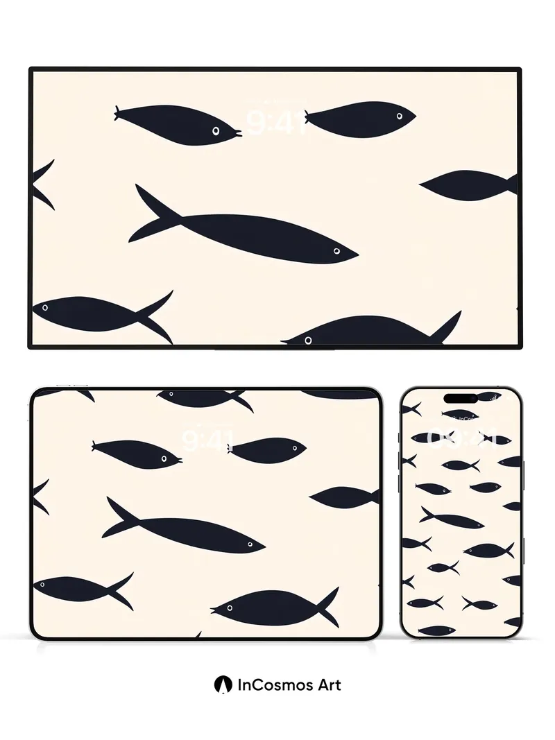 Silent School Wallpaper with Floating Shadows