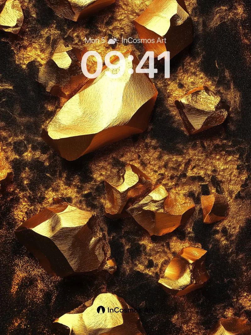 Golden Vein Wallpaper with Luminous Fragments wallpaper for iPhone, iPad & Mac