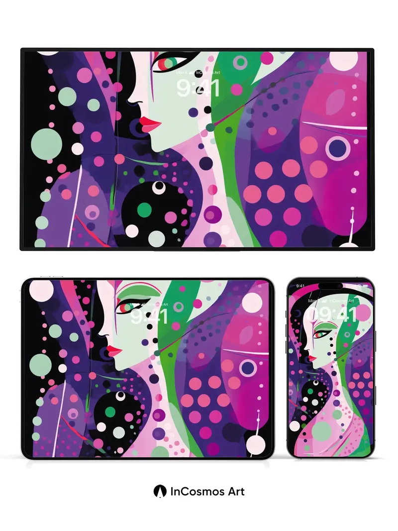 Luminous Kusama Wallpaper with Cosmic Dots