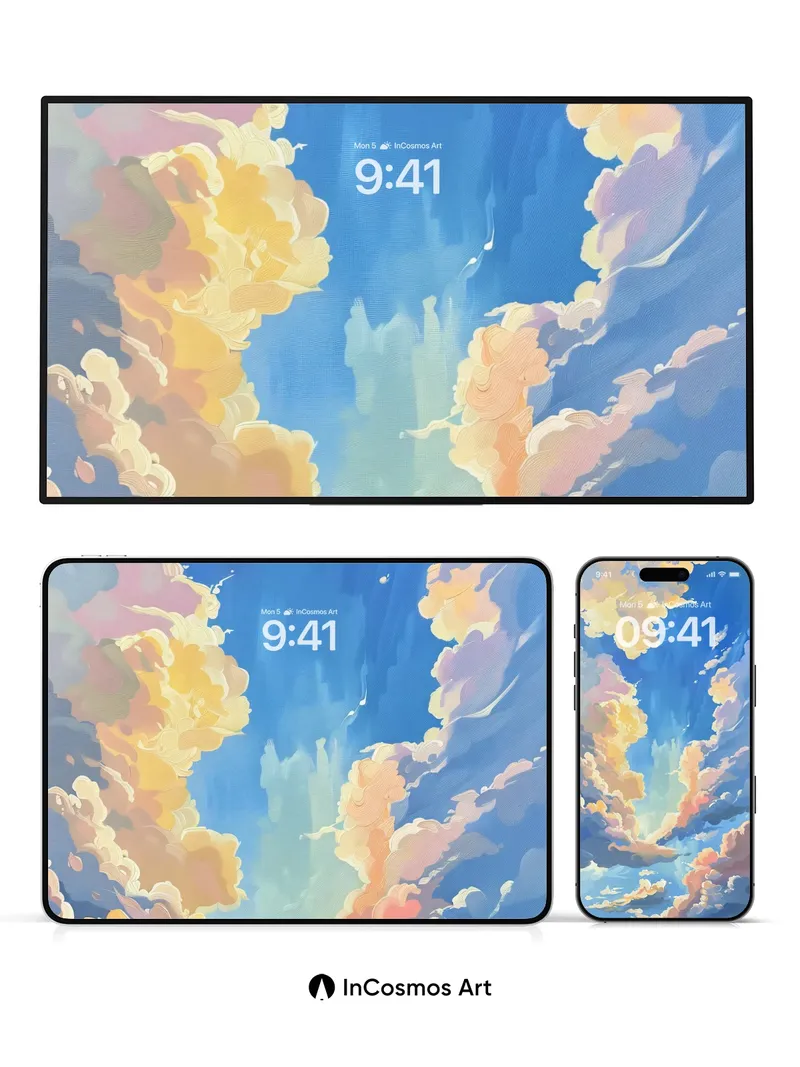 Skyward Canvas Wallpaper with Sunlit Veils