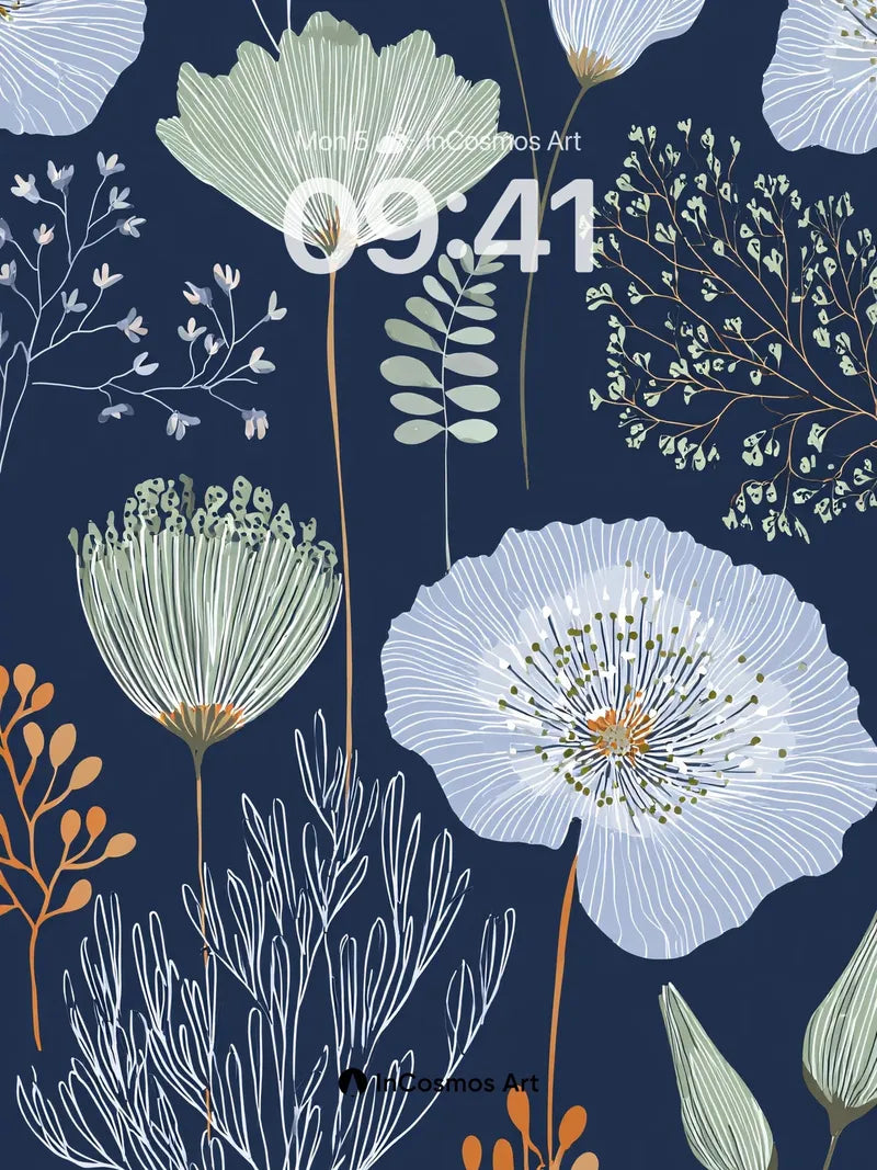 Nocturnal Bloom Wallpaper with Ethereal Lines wallpaper for iPhone, iPad & Mac