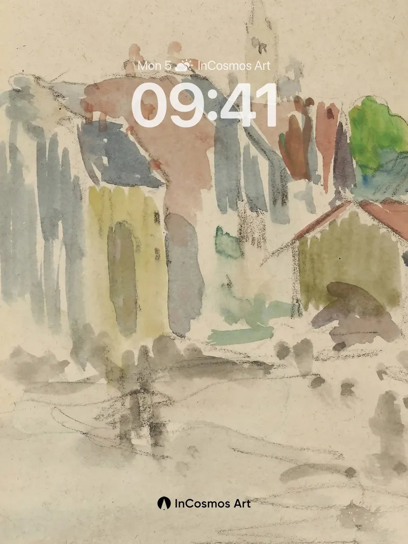 Whispering Rooftops Wallpaper with Watercolor Hush