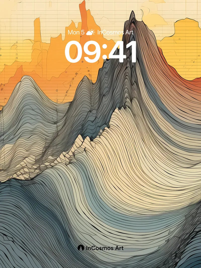 Sculpted Canyon Wallpaper with Golden Hues