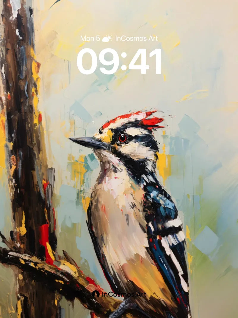 Whispering Woodpecker Wallpaper with Brushstroke Soul
