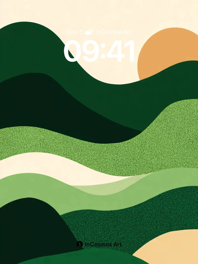 Serenity Wave Wallpaper with Textured Greens