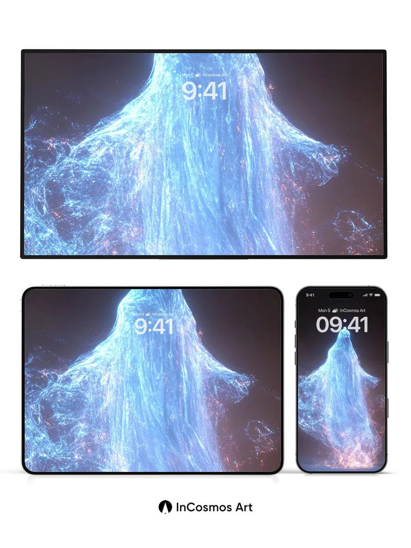 Electrostatic Phantom Wallpaper with Flickering Embers