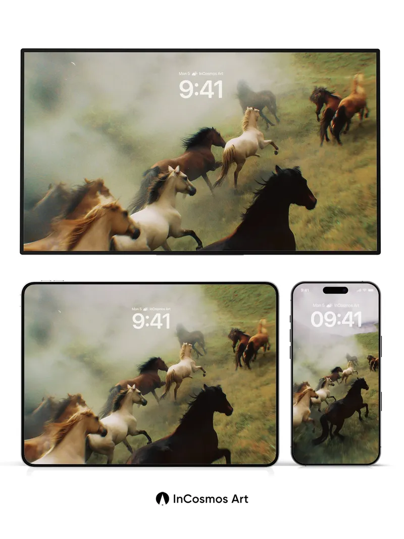 Wild Gallop Wallpaper with Mist Veil