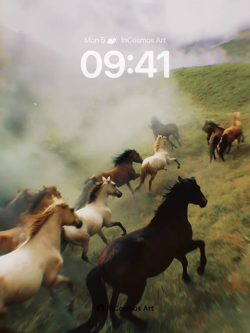 Wild Gallop Wallpaper with Mist Veil