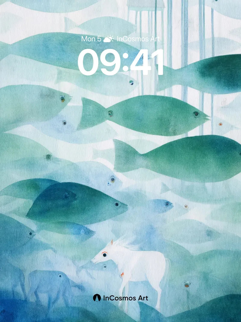 Aquatic Serenity Wallpaper with Ethereal Horse