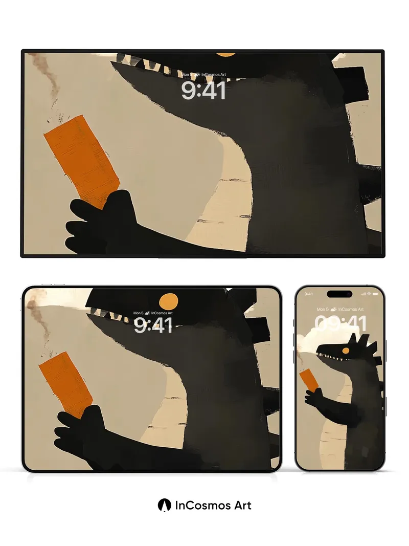 Smoky Dinosaur Wallpaper with Orange Bar