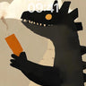 Smoky Dinosaur Wallpaper with Orange Bar wallpaper for iPhone, iPad & Mac