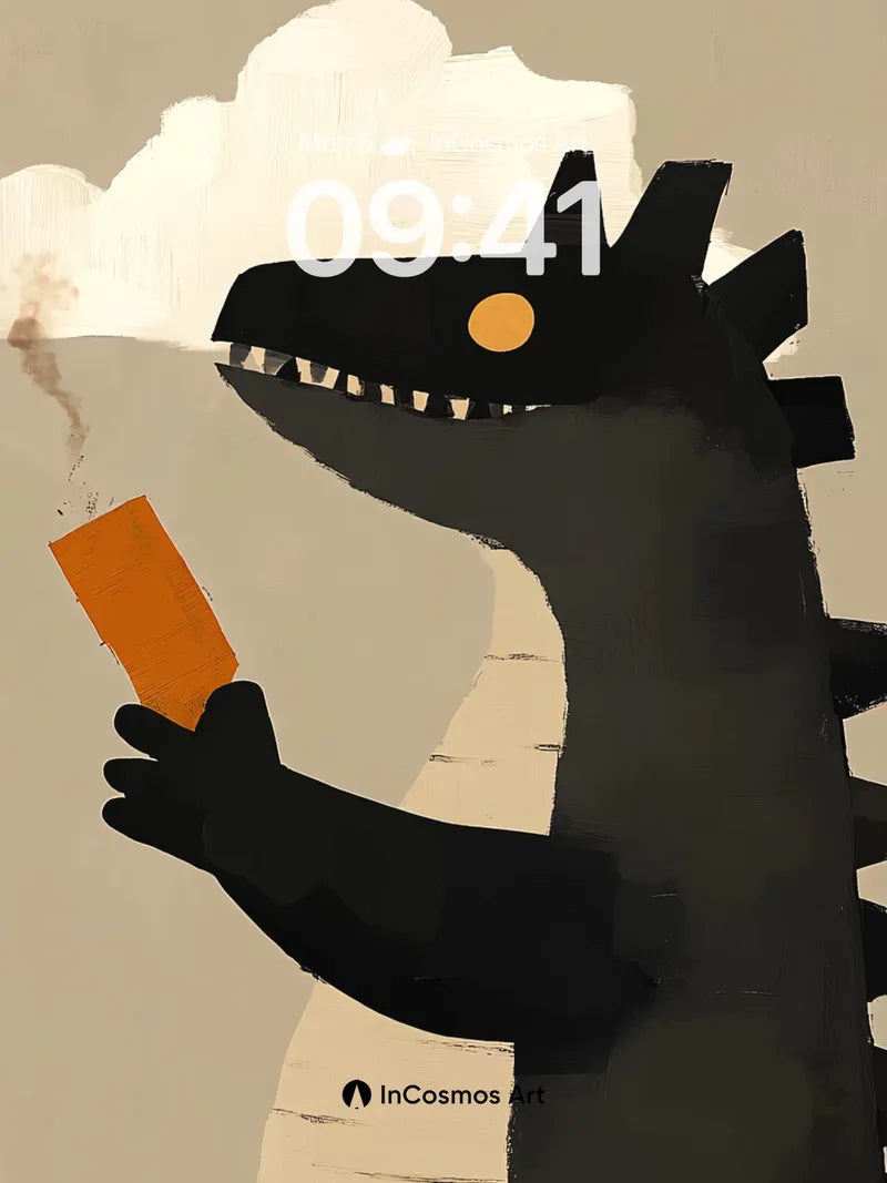 Smoky Dinosaur Wallpaper with Orange Bar
