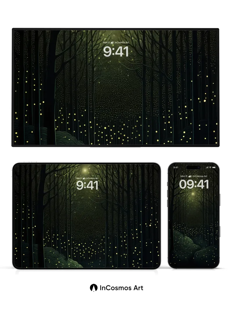 Whispering Forest Wallpaper with Starlit Canopy