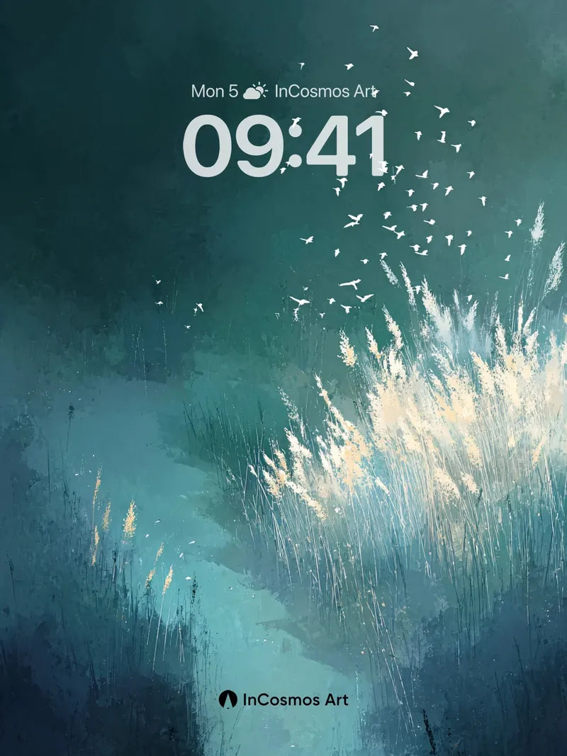 Serene Night Sky Wallpaper with Whispering Reeds wallpaper for iPhone, iPad & Mac