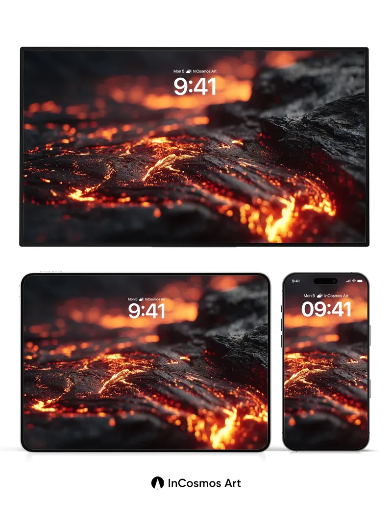 Incandescent Flow Wallpaper with Molten Veins