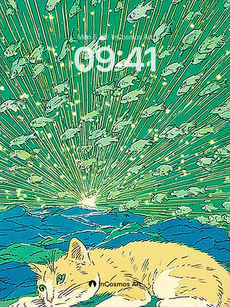 Surreal Fishlight Wallpaper with Luminous Cat wallpaper for iPhone, iPad & Mac