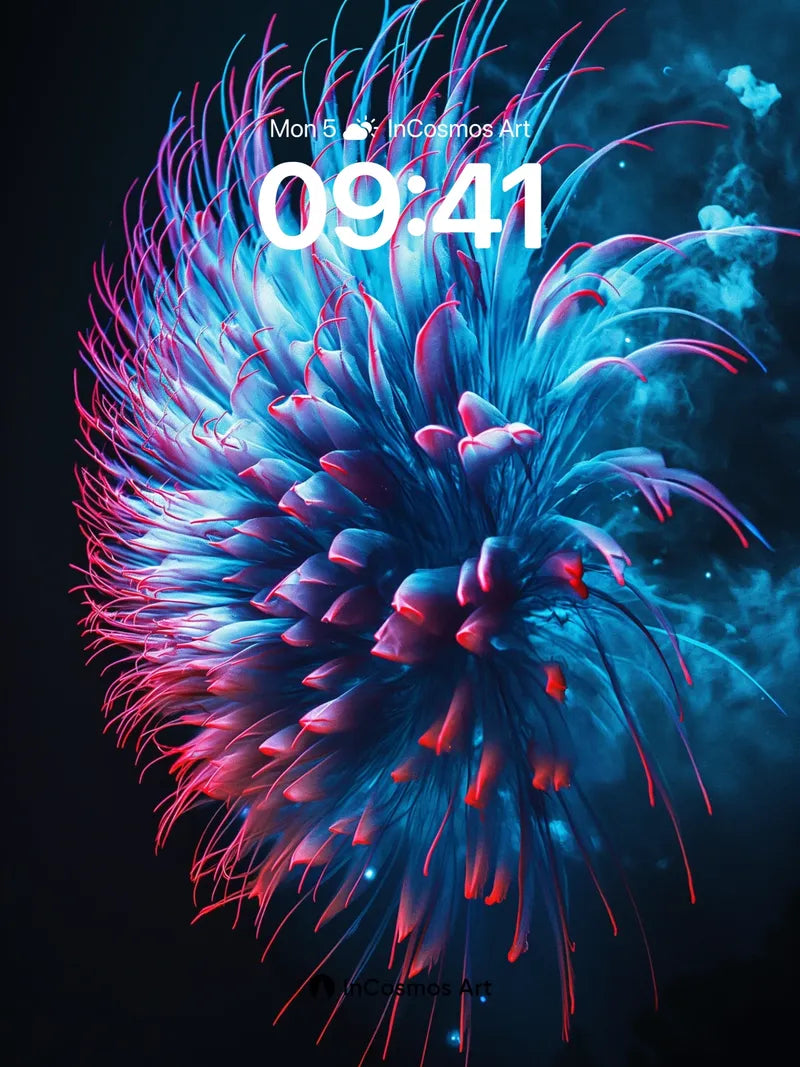 Neon Bloom Wallpaper with Cosmic Fronds