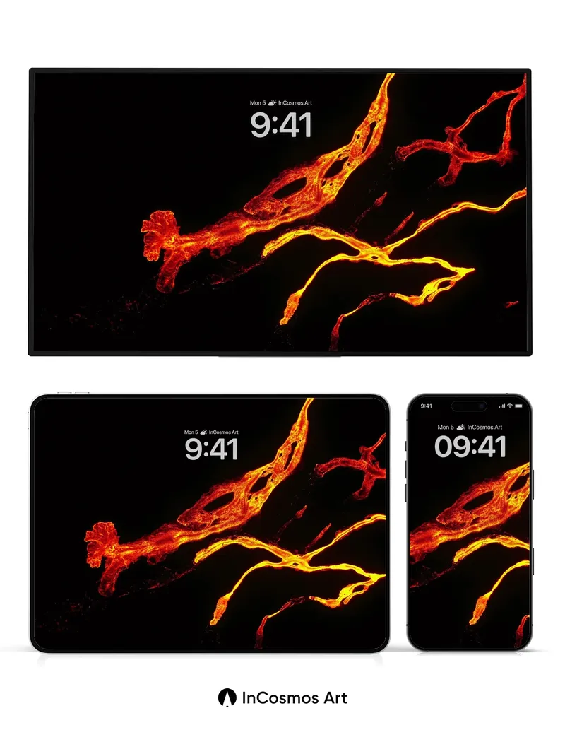 Incandescent Vein Wallpaper with Living Flame