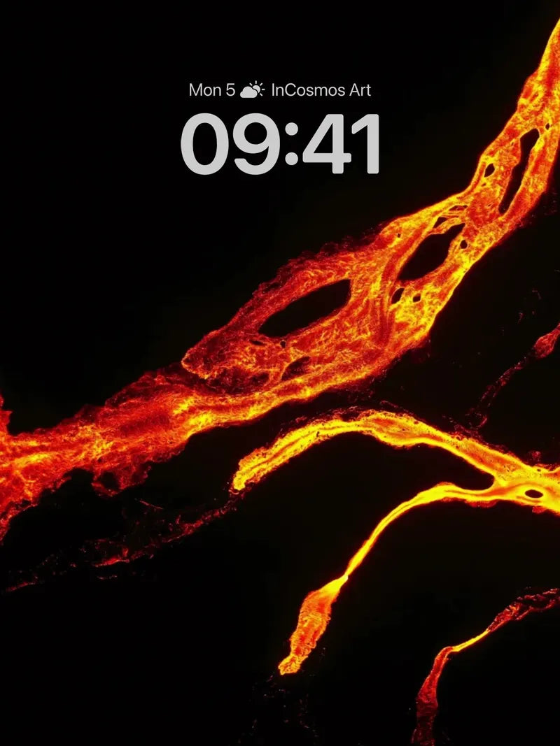 Incandescent Vein Wallpaper with Living Flame