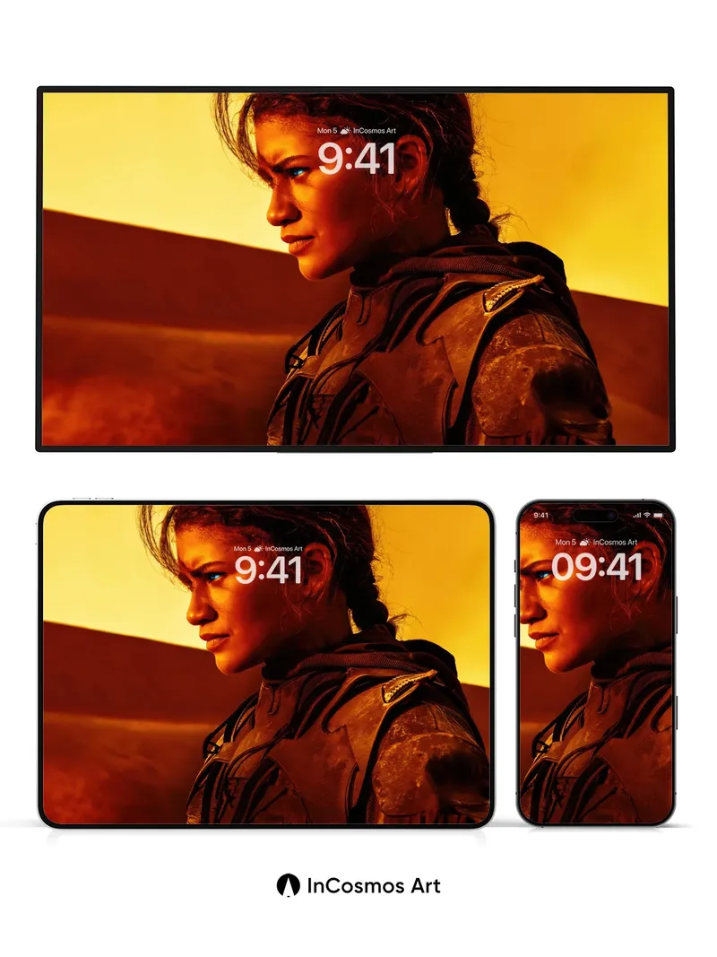 Desert Echo Wallpaper with Warrior's Gaze