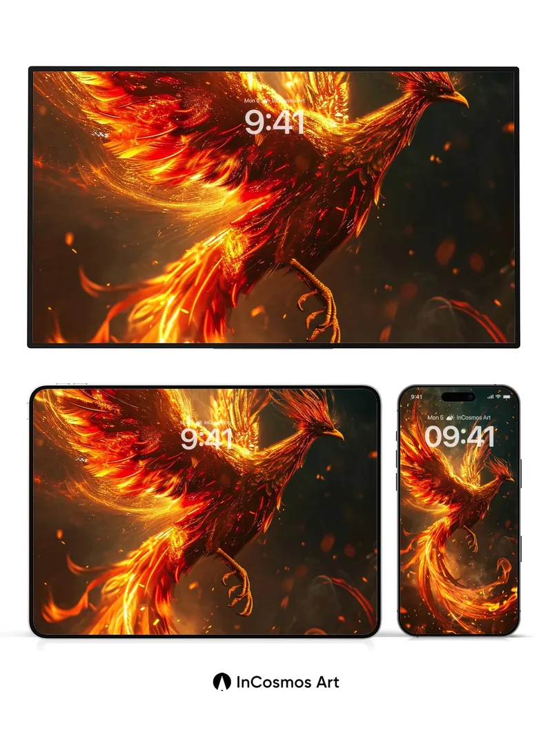 Phoenix Flame Wallpaper with Living Embers