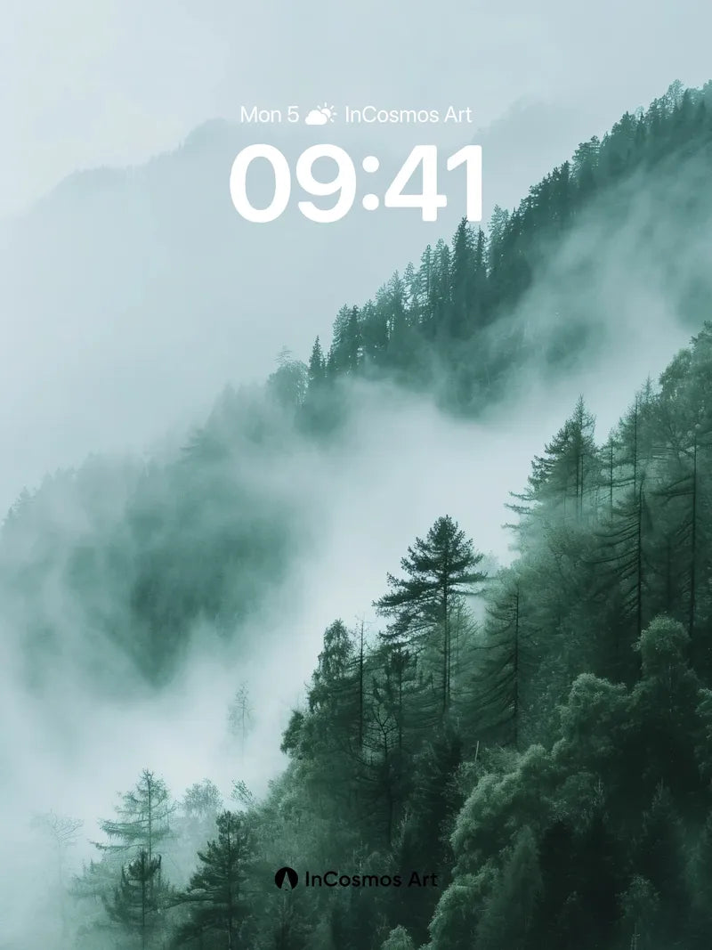 Mist-Cradled Forest Wallpaper with Whispering Pines wallpaper for iPhone, iPad & Mac