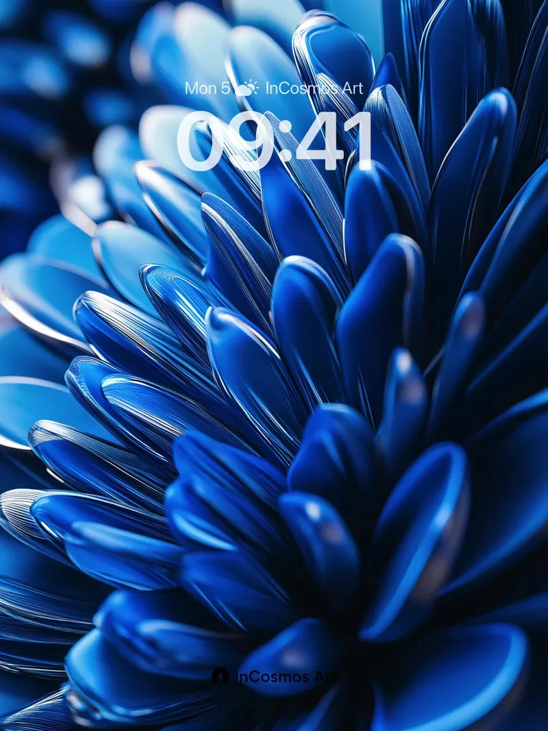 Cobalt Bloom Wallpaper with Liquid Petals wallpaper for iPhone, iPad & Mac