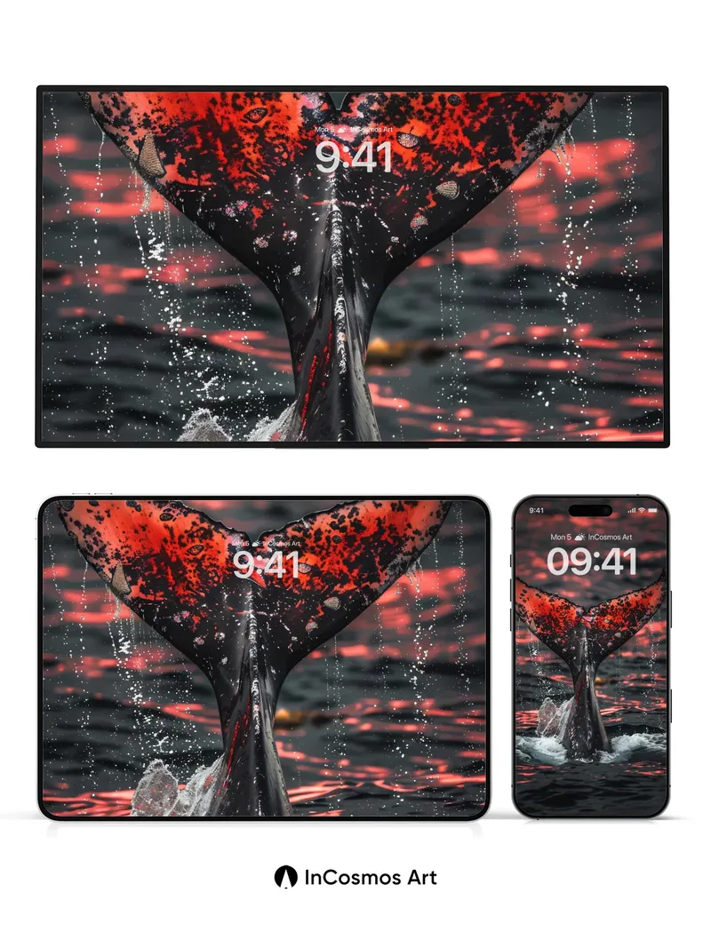 Crimson Tail Wallpaper with Oceanic Echoes