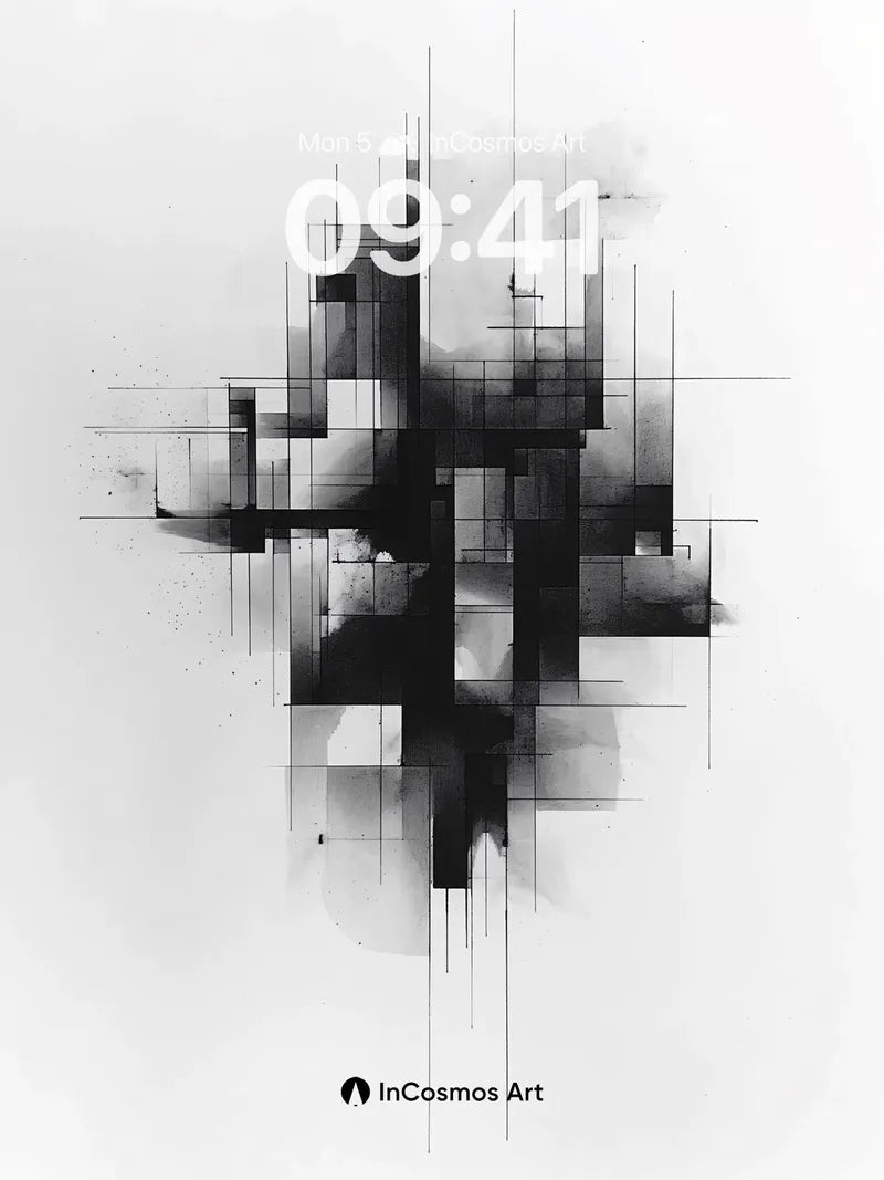 Silent Grid Wallpaper with Ink Veins