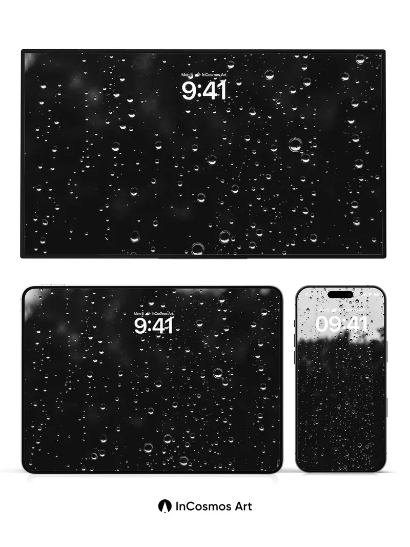 Muted Raindrop Wallpaper with Forest Hush