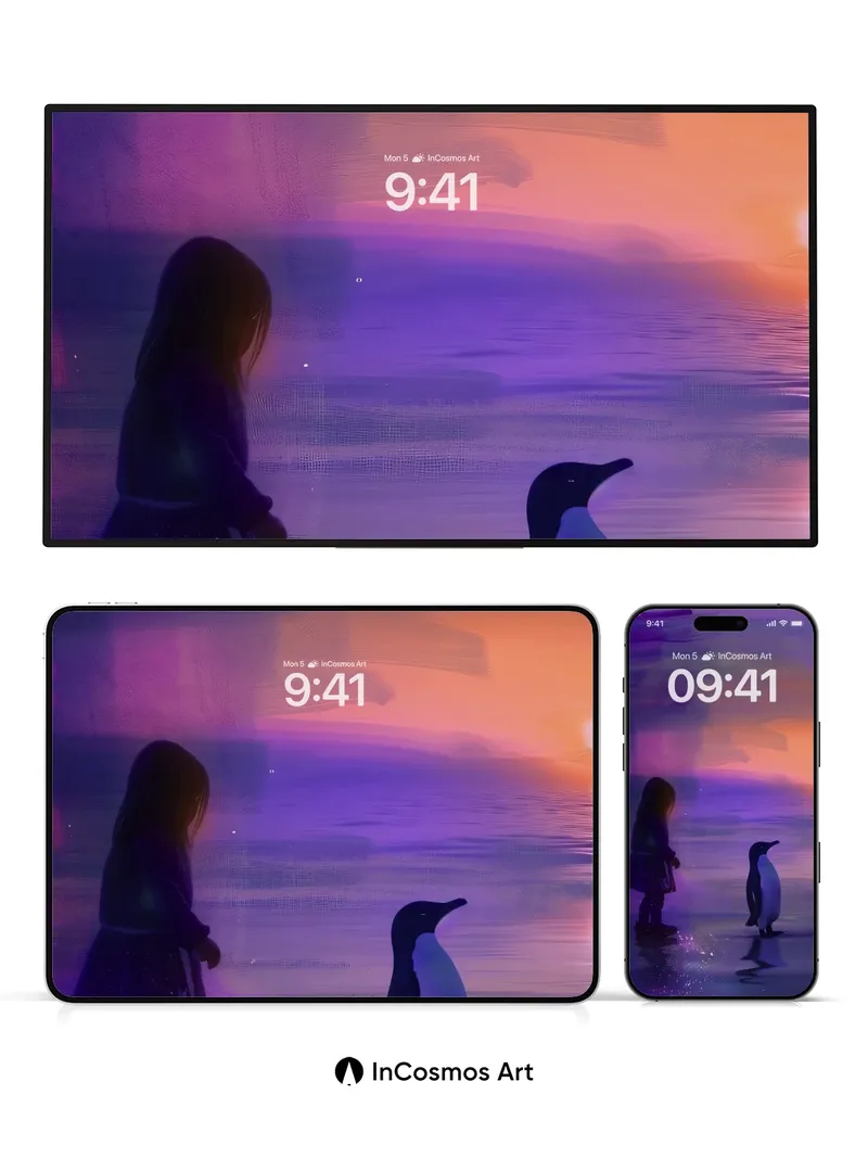 Whispering Horizon Wallpaper with Starlit Ice