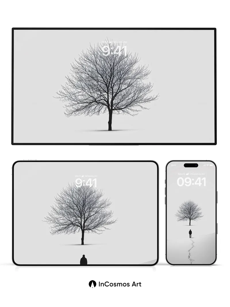 Solitary Path Wallpaper with Winter Silence