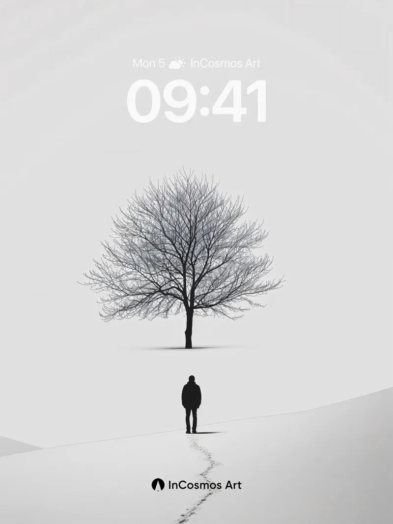 Solitary Path Wallpaper with Winter Silence