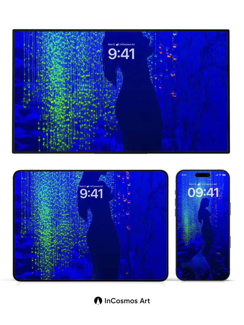 Luminous Abyss Wallpaper with Digital Rain