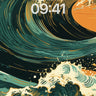 Crimson Surge Wallpaper with Hokusai Echo wallpaper for iPhone, iPad & Mac