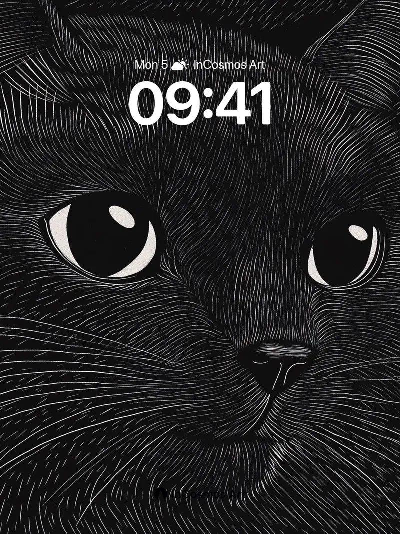 Whispering Ink Wallpaper with Cat's Gaze