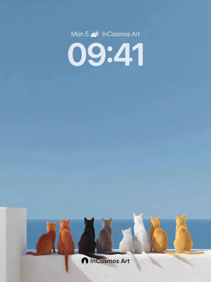 Serenity Meets Horizon Wallpaper with Feline Silhouettes wallpaper for iPhone, iPad & Mac