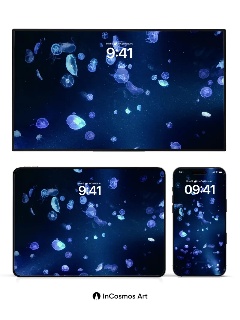 Luminous Drift Wallpaper with Bioluminescent Pulse