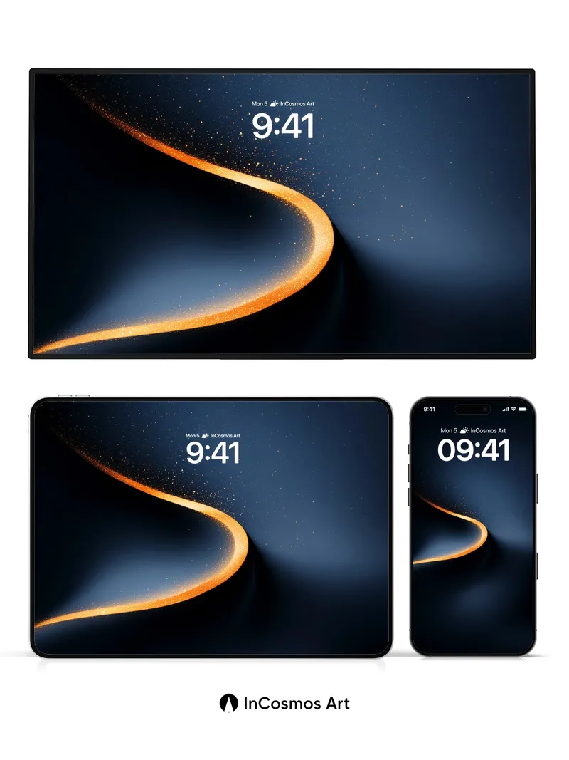 Golden Veil Wallpaper with Starlit Path