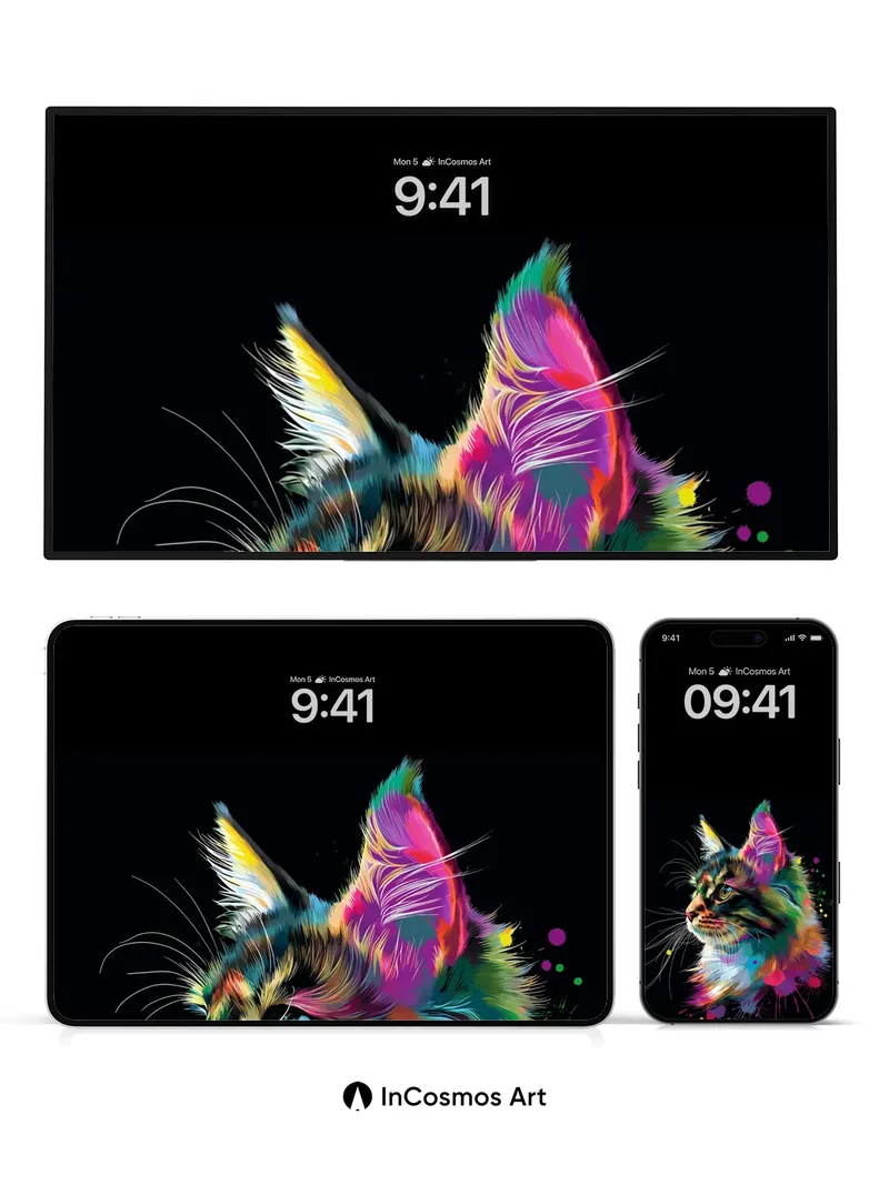 Neon Mirage Wallpaper with Cosmic Fur