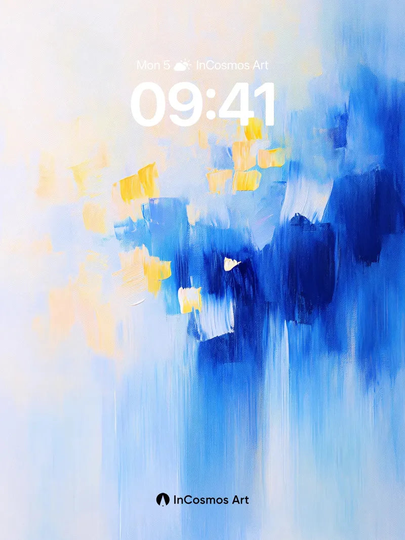 Serene Blue Horizon Wallpaper with Golden Flecks