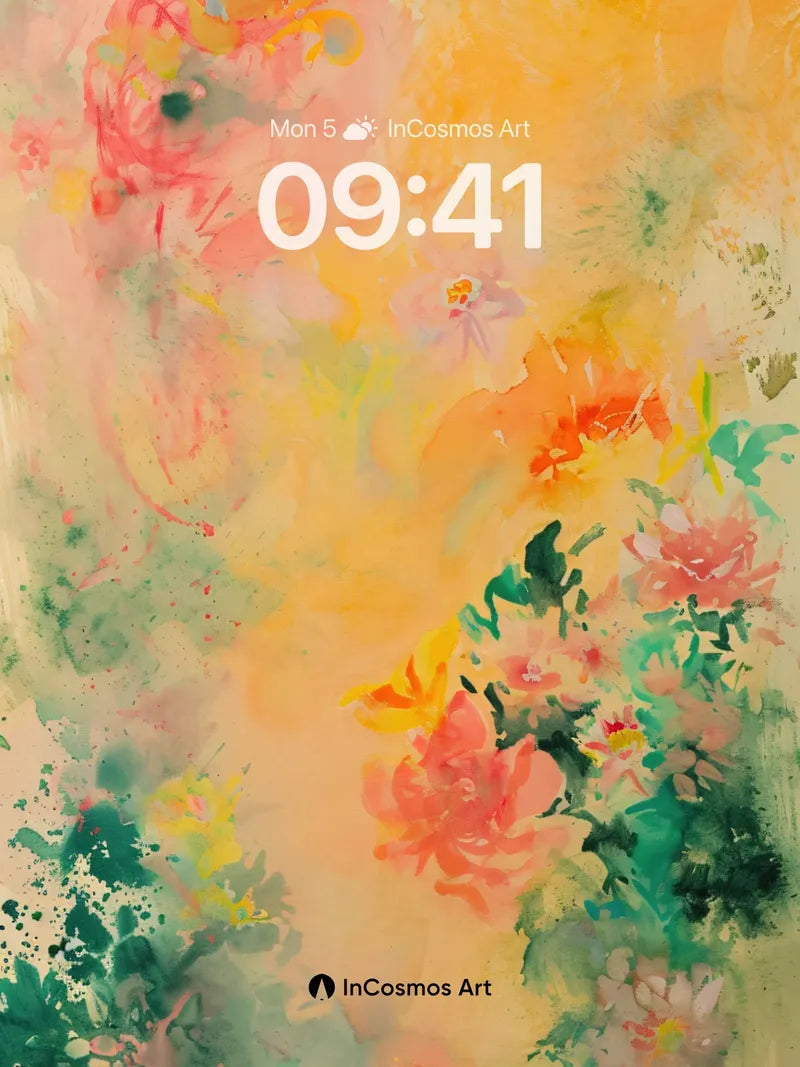 Gilded Bloom Wallpaper with Floating Petals